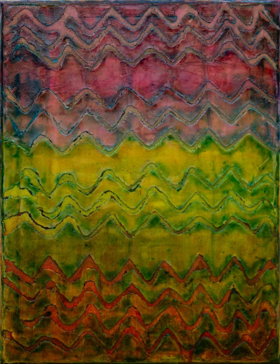 Olas de colores, abstract painting by Jayo: Inks on canvas, 30 × 40 cm