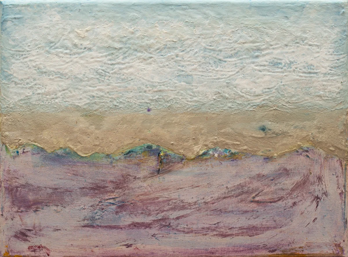 Dunas y mares, abstract painting by Jayo: Mixed media (oil and acrylic) on canvas, 28 × 35 cm
