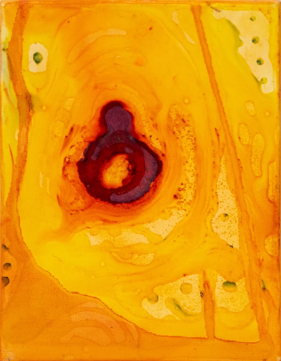 Vericuetos, abstract painting by Jayo: Acrylic and inks on canvas, 18 × 24 cm
