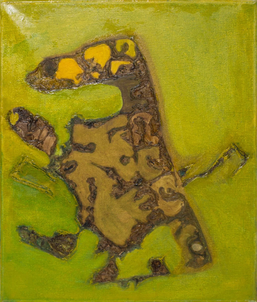 Anfibios y reptiles, abstract painting by Jayo: Inks on canvas, 50 × 69 cm