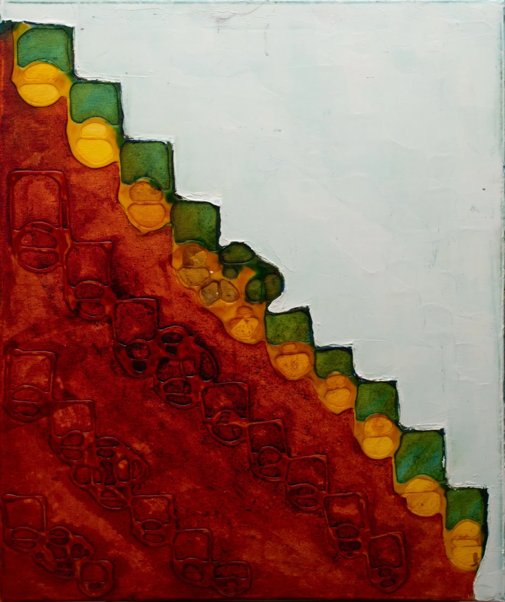 La piel del dragón, abstract painting by Jayo: Acrylic with textures on canvas, 40 × 50 cm