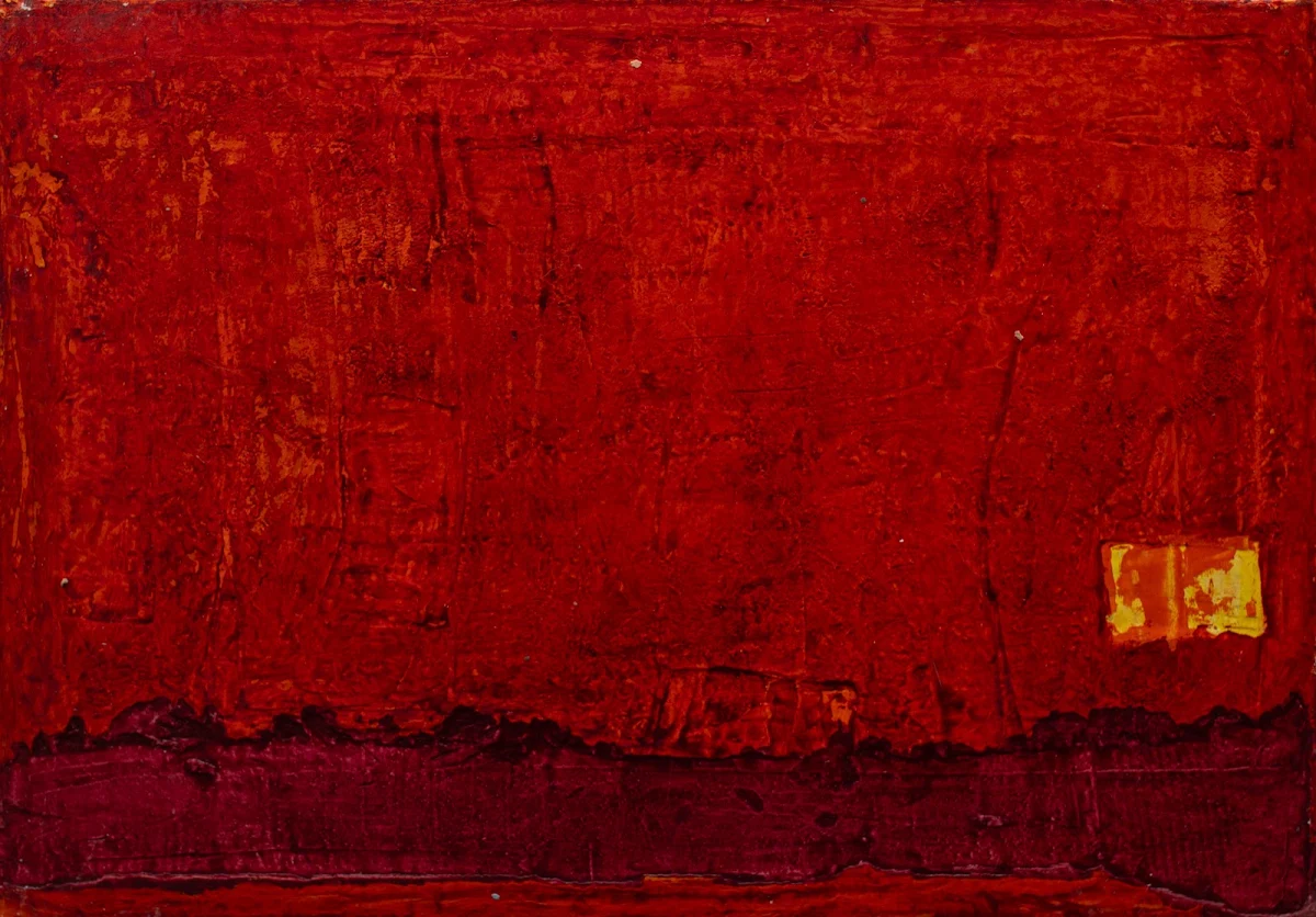 La ventana, abstract painting by Jayo: Mixed media acrylic and oil on canvas, 30 × 40 cm