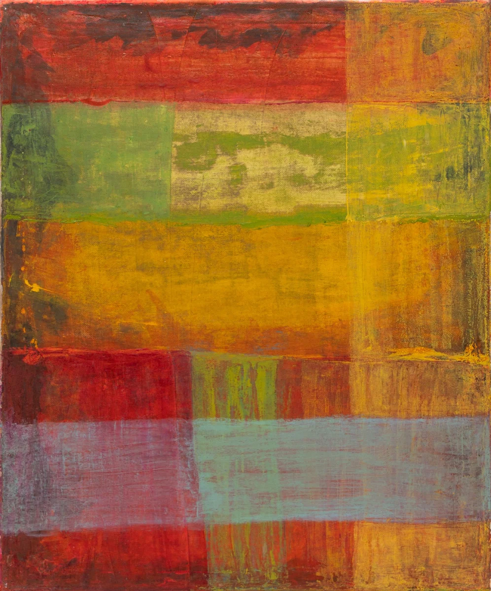 Transparencias, abstract painting by Jayo: Mixed media over oil, 40 × 50 cm