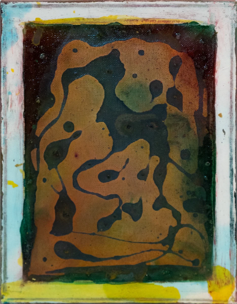 Formas informes, abstract painting by Jayo: Inks on canvas, 18 × 24 cm