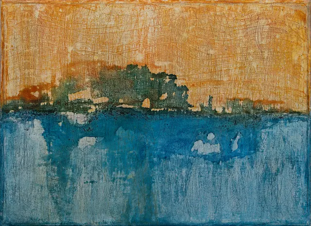Árboles sobre el río, abstract painting by Jayo