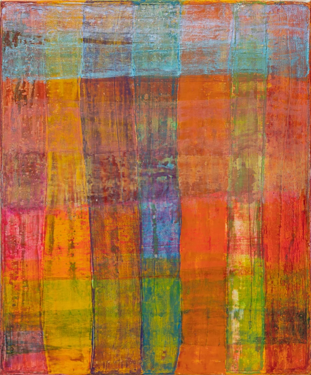 Transparencias al cuadrado, abstract painting by Jayo: Acrylic on canvas, 40 × 50 cm