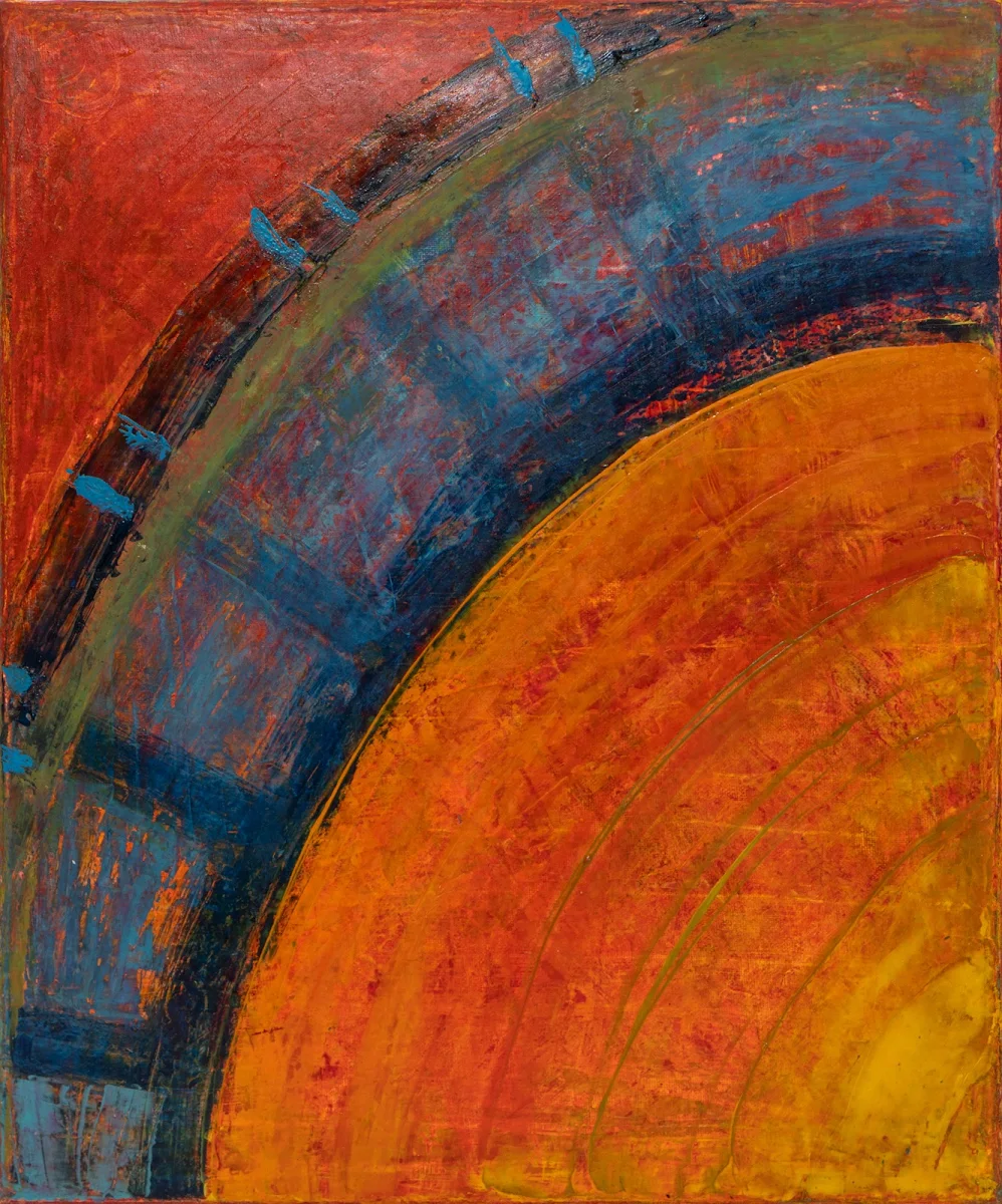 La rueda del tiempo, abstract painting by Jayo: Mixed media (oil and acrylic) on canvas, 40 × 50 cm