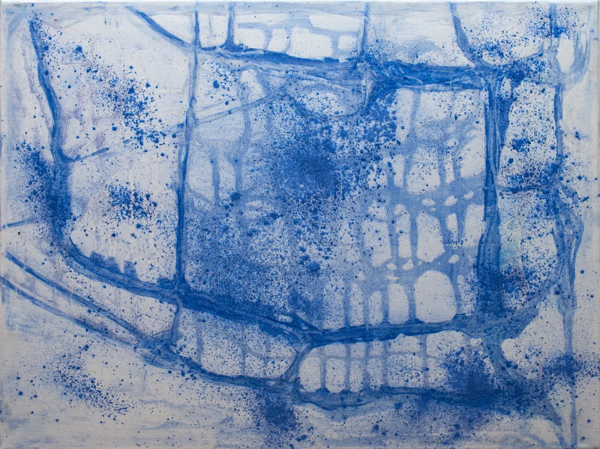 Entresijos, abstract painting by Jayo: Pigments on canvas, 40 × 50 cm