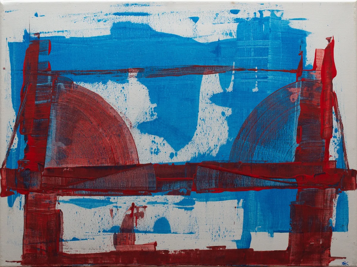 Puente y norte, abstract painting by Jayo: Acrylic on canvas, 40 × 50 cm