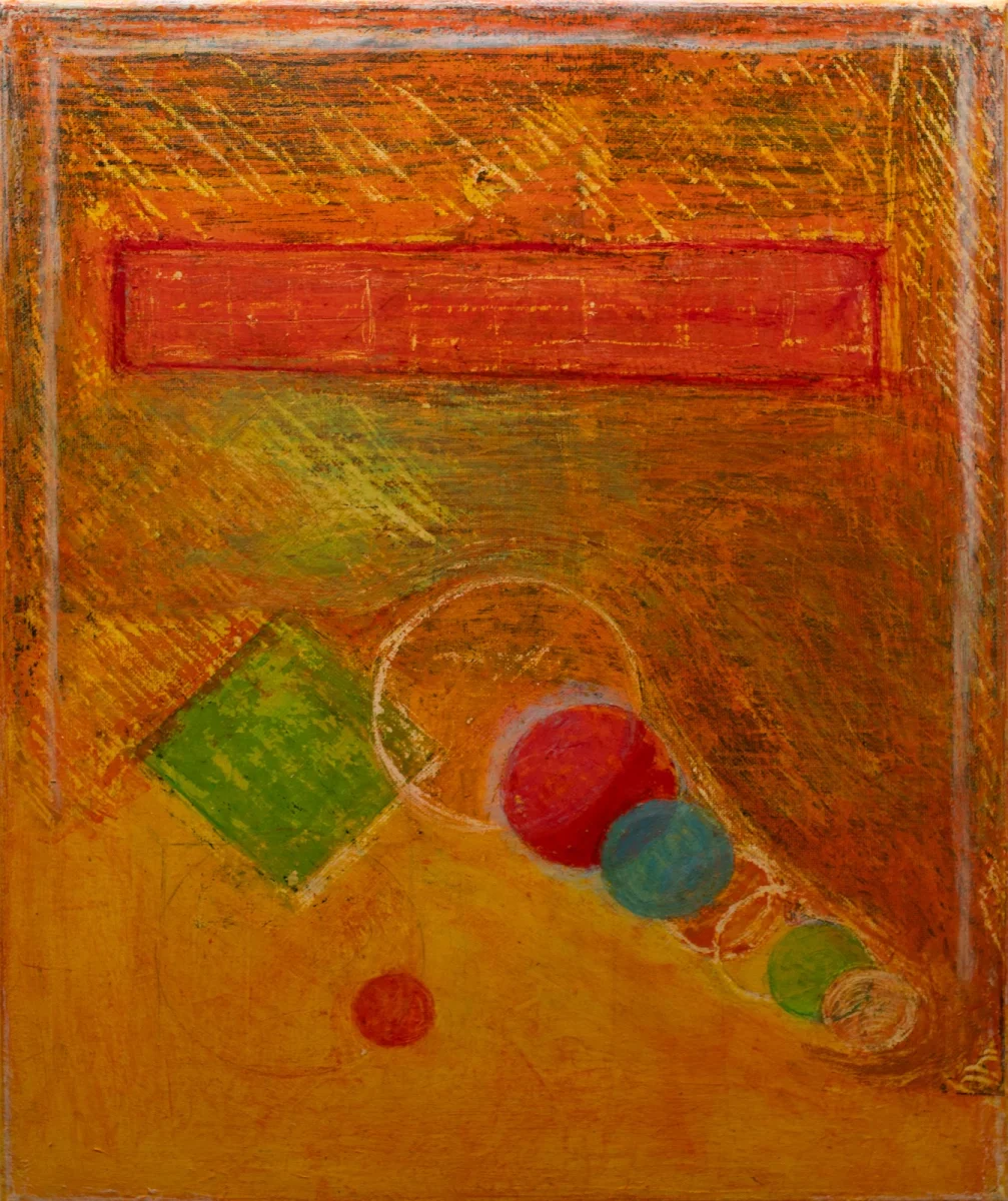 De geometrías y colores, abstract painting by Jayo: Mixed media (oil, acrylic) on canvas, 40 × 50 cm