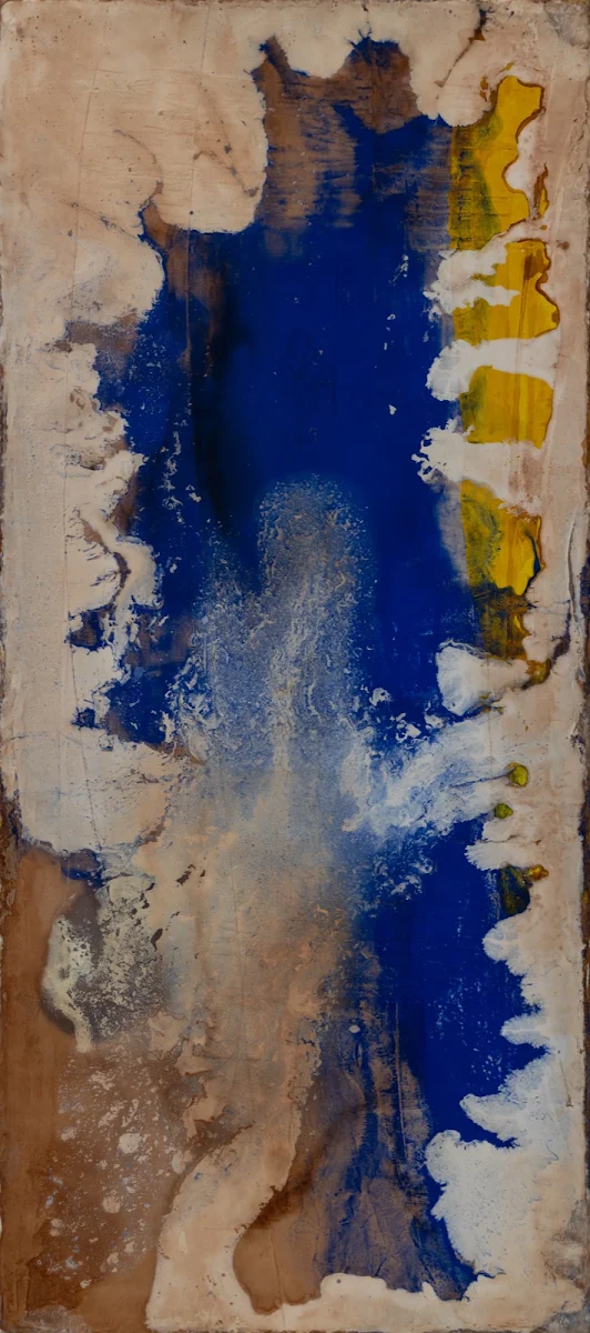 Abismos, cuadro abstracto de Jayo: Acrílico y tintas sobre lienzo, 30 × 70 cm