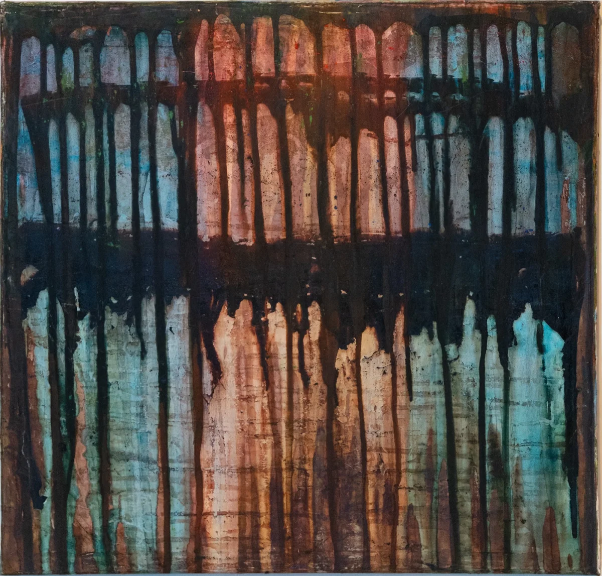 Desangrarse, abstract painting by Jayo: Acrylic and inks on canvas, 50 × 50 cm