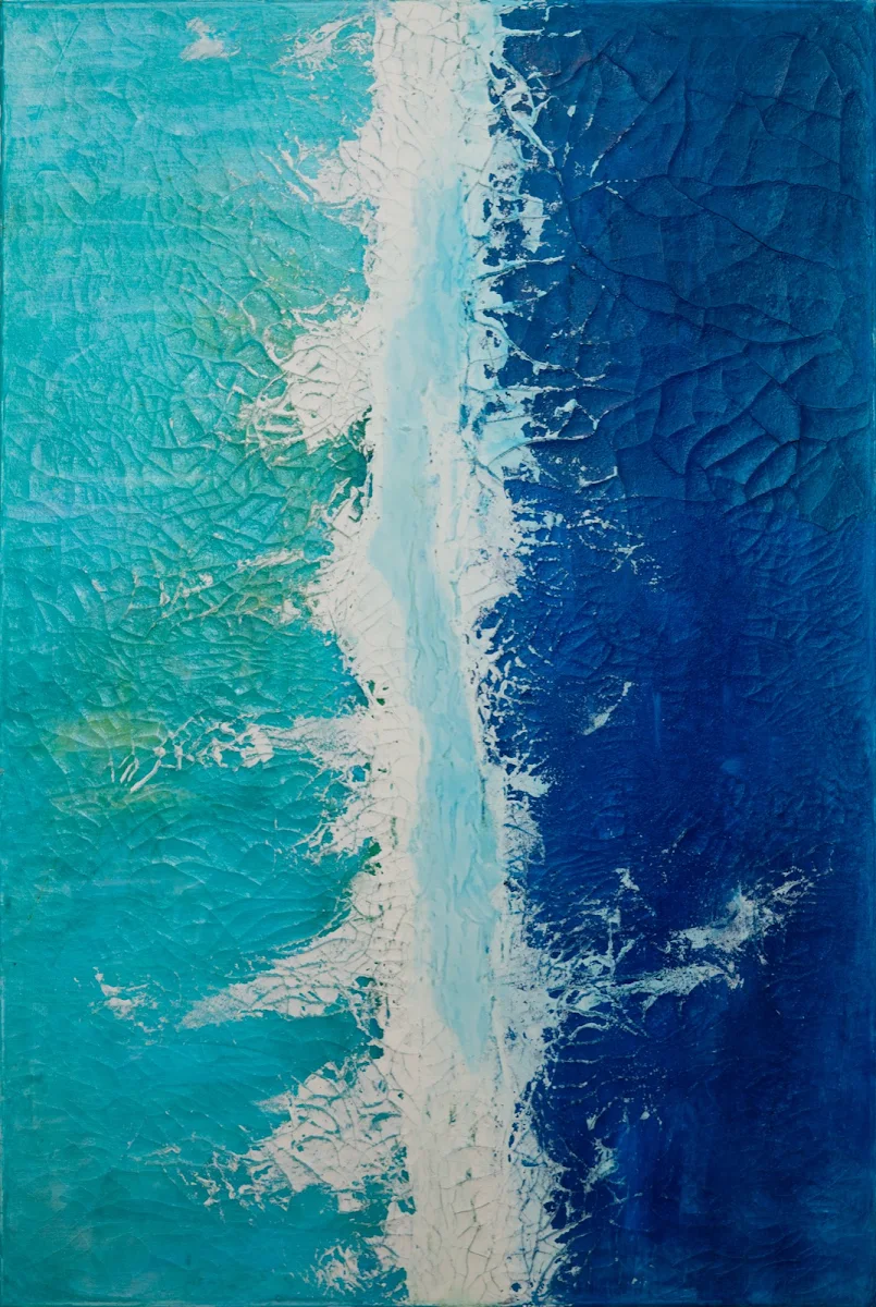 Océano, abstract painting by Jayo: Acrylic and inks on canvas, 50 × 70 cm