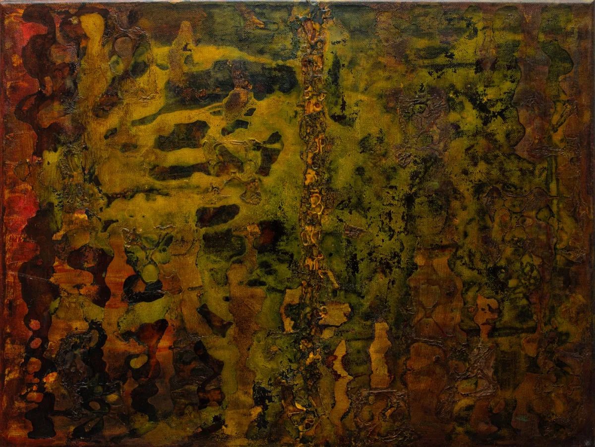 Charcas y ciénagas, abstract painting by Jayo: Acrylic and inks on canvas, 40 × 50 cm