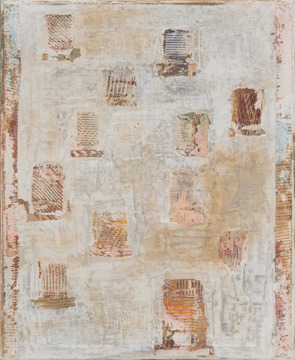 La vieja pared, abstract painting by Jayo: Gesso, oil and acrylic on canvas, 40 × 50 cm