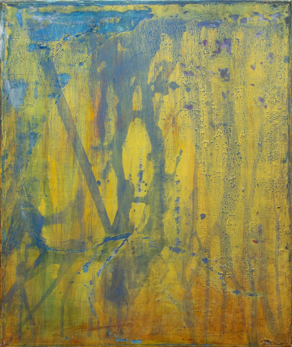 Ríos y desiertos, abstract painting by Jayo: Mixed media (acrylic and inks) on canvas, 40 × 50 cm