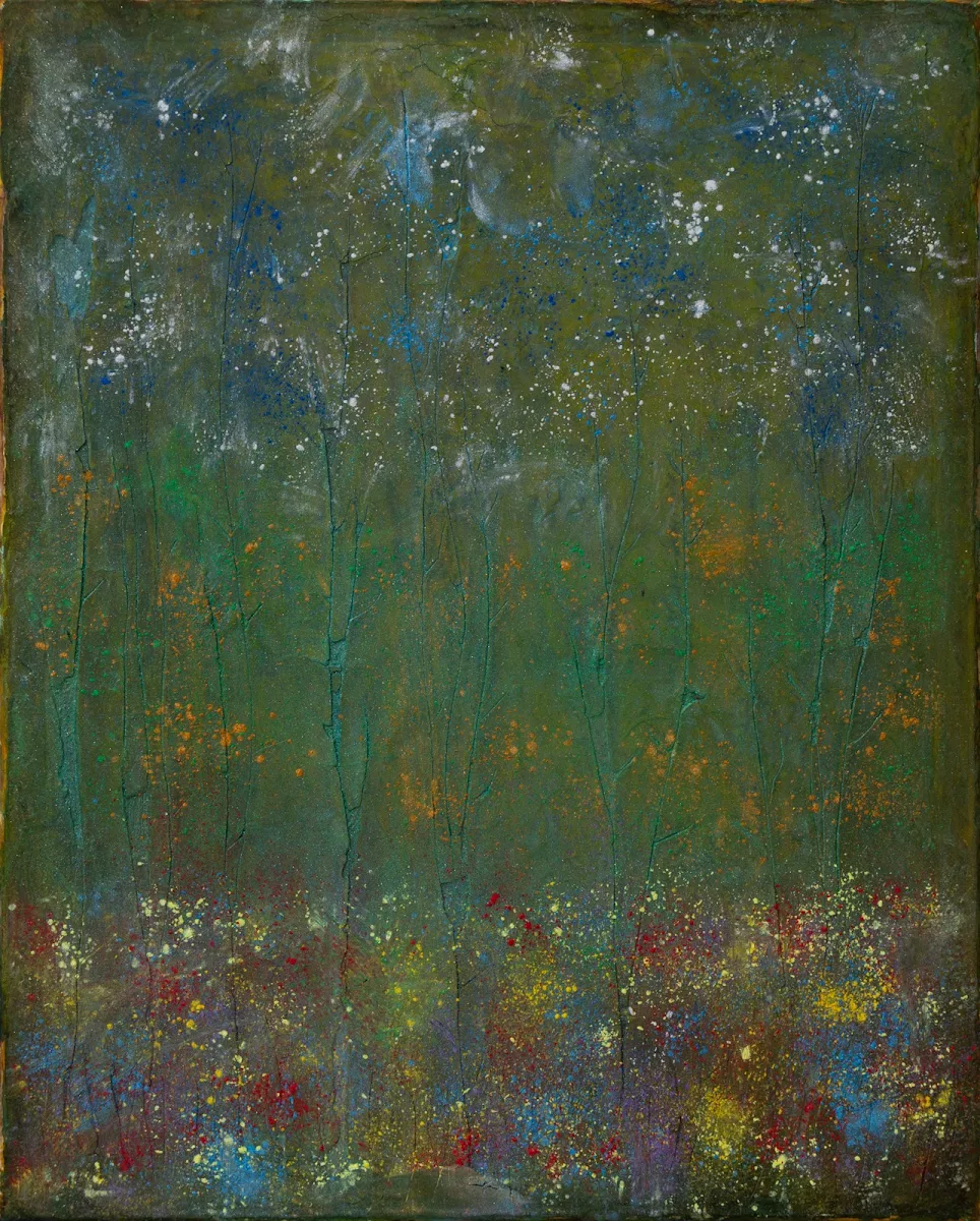 Koloreen paisaia, cuadro abstracto de Jayo: Acrílico, tintas y pigmentos sobre lienzo